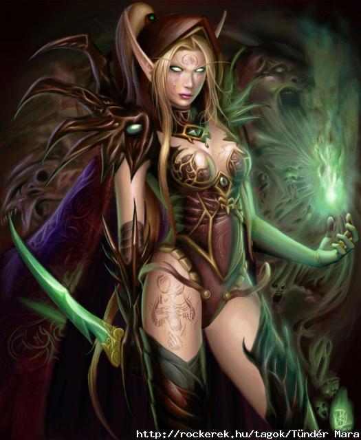 1848 - armour blond_hair dagger elf glowing_eyes green_eyes long_hair magic pointy_ears tagme tattoo war_craft